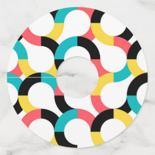 Etiqueta Para Copas De Vino Colorido, moderno, alegre, divertido y geométrico