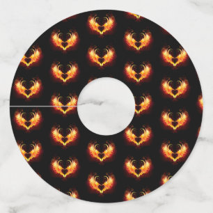 Etiqueta Para Copas De Vino Corazón de Fuego Ángel con Alas