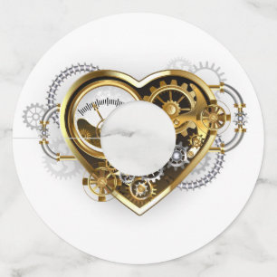 Etiqueta Para Copas De Vino Corazón de vapor con un manómetro