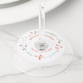 Etiqueta Para Copas De Vino Corona de flores silvestres elegantes para baby sh