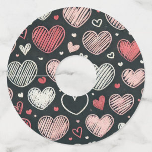Etiqueta Para Copas De Vino Cortos corazones de tiza de San Valentín