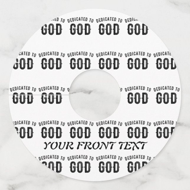 ETIQUETA PARA COPAS DE VINO DEDICADO A DIOS PERSONALIZABLE GUAY TEXTO NEGRO (Anverso)
