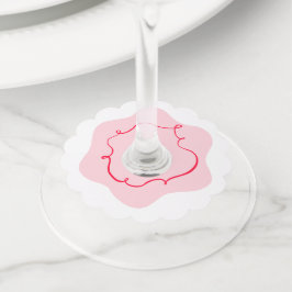 Etiqueta Para Copas De Vino Despedida de soltera ondulada retro rosa y roja di