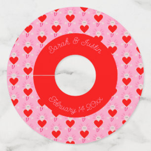 Etiqueta Para Copas De Vino Día de San Valentín Personalizado Boda de Axolotl