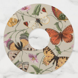 Etiqueta Para Copas De Vino Dibujo de la Colección de Mariposas y Polillas de