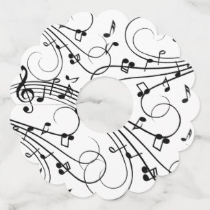 Etiqueta Para Copas De Vino Diseño de música trendy