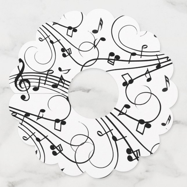 Etiqueta Para Copas De Vino Diseño de música trendy (Anverso)