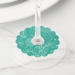 Etiqueta Para Copas De Vino Diseño floral 34