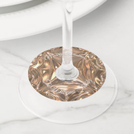 Etiqueta Para Copas De Vino Diseño Kaleidoscópico Moda dorada Añadir nombre y 