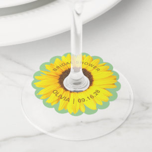 Etiqueta Para Copas De Vino Ducha nupcial de girasol colorida