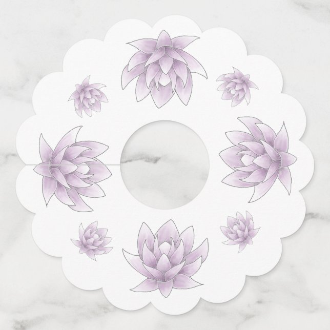 Etiqueta Para Copas De Vino Ducha nupcial Elegante Lotus Rosa (Anverso)