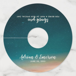 Etiqueta Para Copas De Vino Elegante Boda de estrellas del cielo nocturno Gala