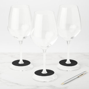 Etiqueta Para Copas De Vino Elegante Negro Sólido
