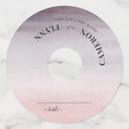 Etiqueta Para Copas De Vino Elegante Ombre Plum Watercolor Boda Tarjeta de pla