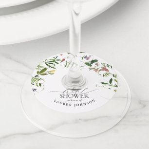 Etiqueta Para Copas De Vino Elegante Verano Flor de Flor Silvestre Agua Ducha