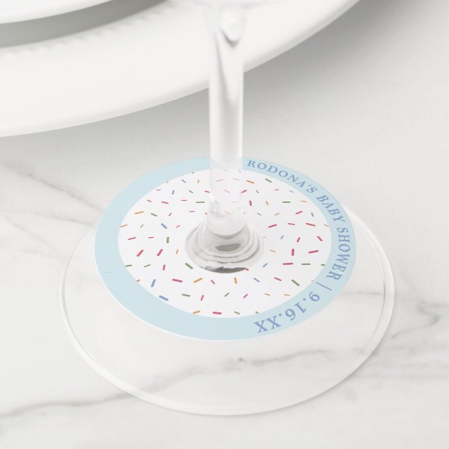 Etiqueta Para Copas De Vino Espolvorear Baby Shower Blue (Detalle)