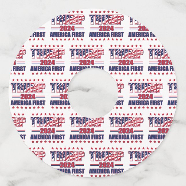 Etiqueta Para Copas De Vino Estados Unidos primero Trump 2024 (Anverso)