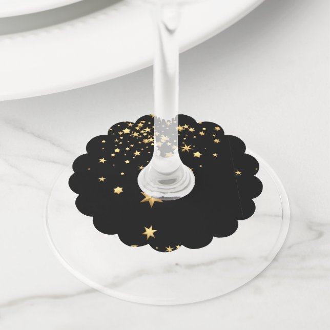 Etiqueta Para Copas De Vino Estrellas doradas (Detalle)