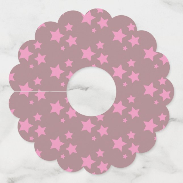 Etiqueta Para Copas De Vino Estrellas rosadas Diseño moderno (Anverso)