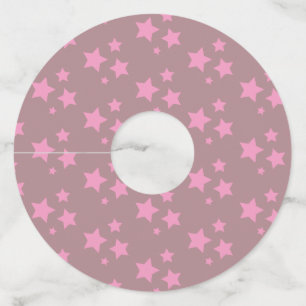 Etiqueta Para Copas De Vino Estrellas rosadas Diseño moderno