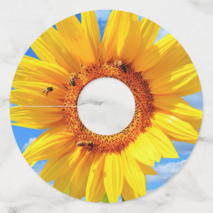 Etiqueta Para Copas De Vino Etiqueta de vidrio de vino amarillo de girasol y a