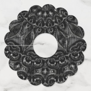 Etiqueta Para Copas De Vino Etiqueta de vidrio de vino de Mandala de carbón ve