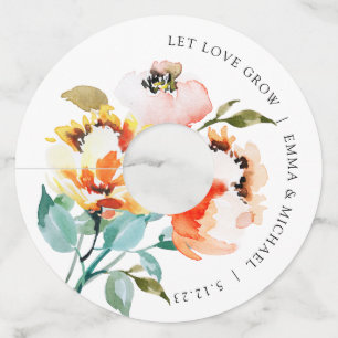 Etiqueta Para Copas De Vino Etiqueta de vidrio de vino floral de acuarela vint