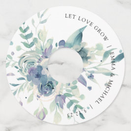 Etiqueta Para Copas De Vino Etiqueta de vidrio para vino con flores de acuarel