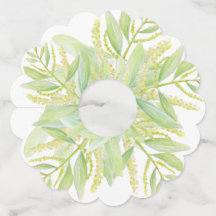 Eucalyptus acuarela arte hojas verdes copa de vino