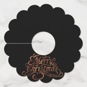 Etiqueta Para Copas De Vino Faux-copper Feliz Navidad diseño de guiones