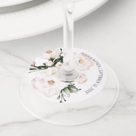Etiqueta Para Copas De Vino Favor de boda de acuarela floral rosa elegante