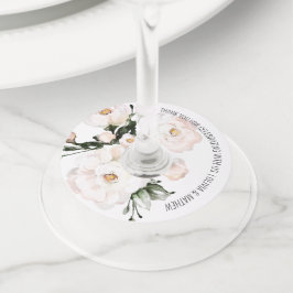 Etiqueta Para Copas De Vino Favor de boda elegante con flores de acuarela en r