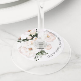 Etiqueta Para Copas De Vino Favor de elegante rosa floral para la ducha de la