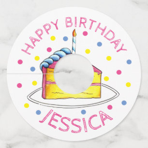 Etiqueta Para Copas De Vino Feliz cumpleaños Fiesta de velas de pastelitos ros