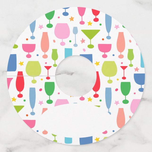 Etiqueta Para Copas De Vino Fiesta de cócteles (Anverso)