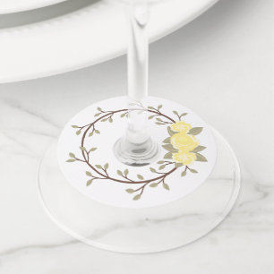 Etiqueta Para Copas De Vino Fiesta de guirnaldas florales amarillas de primave
