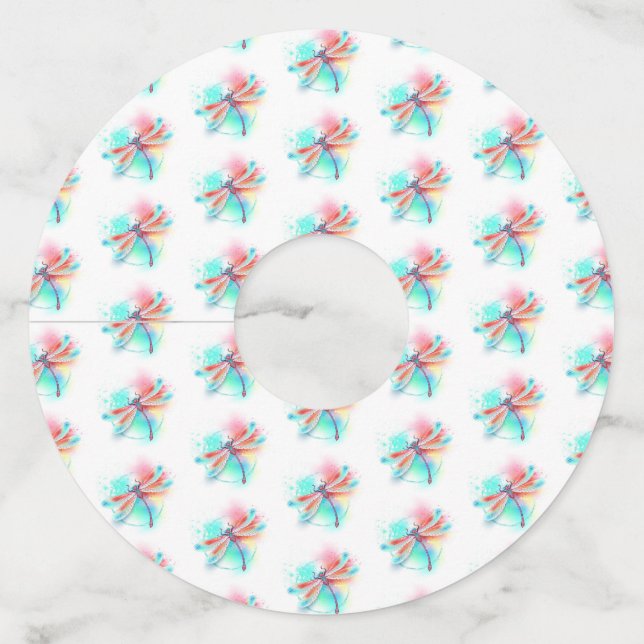 Etiqueta Para Copas De Vino Fléon roja sobre fondo acuarela (Anverso)