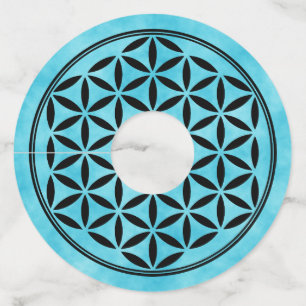Etiqueta Para Copas De Vino FLOR DE LA VIDA - Símbolo de Geometría Sagrada com