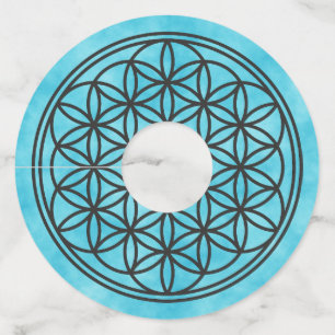 Etiqueta Para Copas De Vino FLOR DE LA VIDA - Símbolo de Geometría Sagrada con