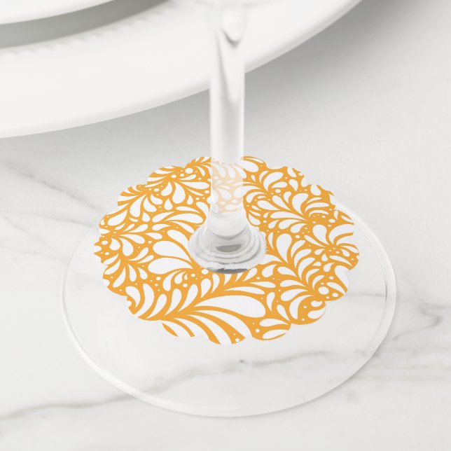 Etiqueta Para Copas De Vino Flor Mandala 4 (Detalle)