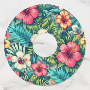 Etiqueta Para Copas De Vino Floral hawaiano/tropical