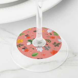 Etiqueta Para Copas De Vino Flores amarillas y rosas blancas 19