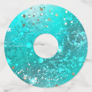 Etiqueta Para Copas De Vino Fondo de Relieve metalizado turquesa de mimbre