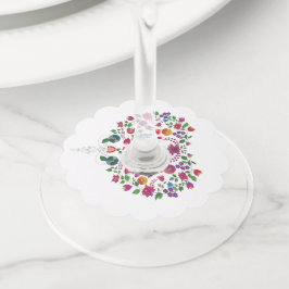 Etiqueta Para Copas De Vino Forma floral del corazón