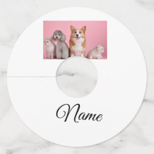 Etiqueta Para Copas De Vino Foto de animal colorido simple con nombre personal