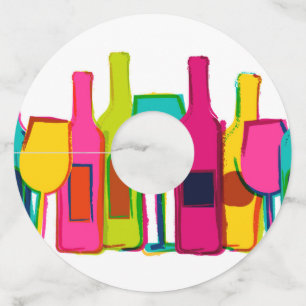 Etiqueta Para Copas De Vino Funda de patrón de botellas de vino de color para