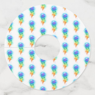 Etiqueta Para Copas De Vino Gallito arcoiris