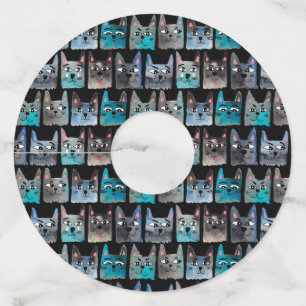 Etiqueta Para Copas De Vino Gatos azules