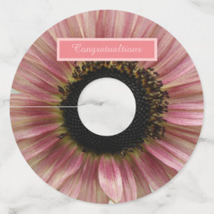 Etiqueta Para Copas De Vino Girasol rosa pálido personalizado