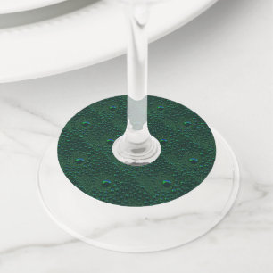 Etiqueta Para Copas De Vino Gotitas de agua en metal verde